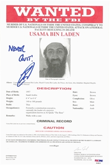 Robert J. ONeill Signed Usama Bin Laden FBI Wanted Poster (PSA/DNA)